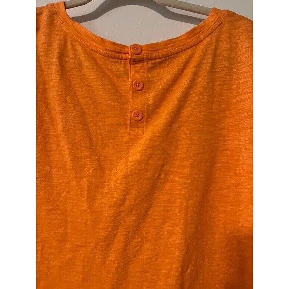 Talbots Button Back Shrt Slve Tee Orange Sherbert L Normcore Tropicalcore Casual - Picture 3 of 4